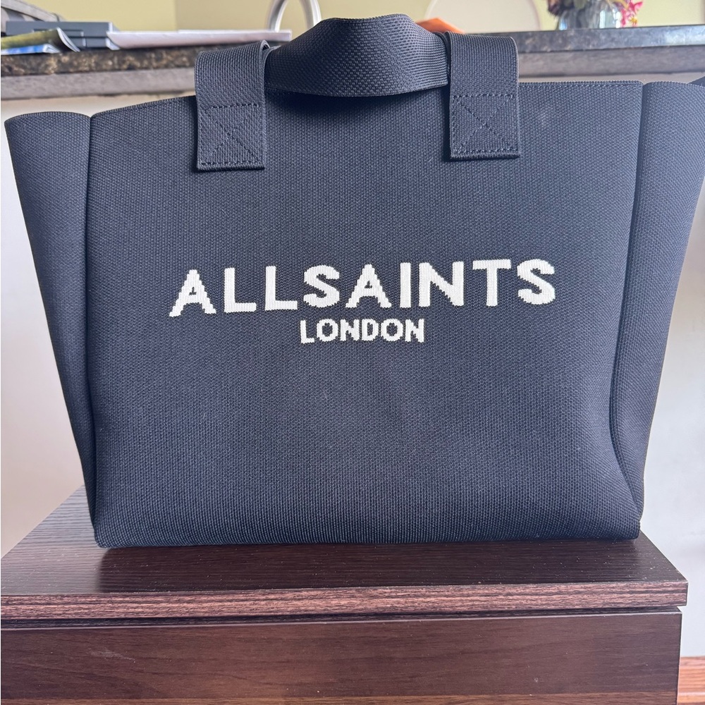 All Saints Izzy Logo Print Medium Tote Bag w/Zipper!